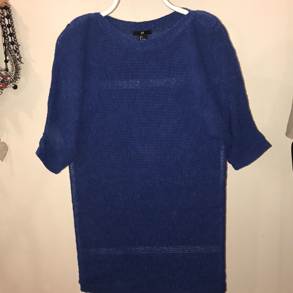 Blue knitted sweater dress